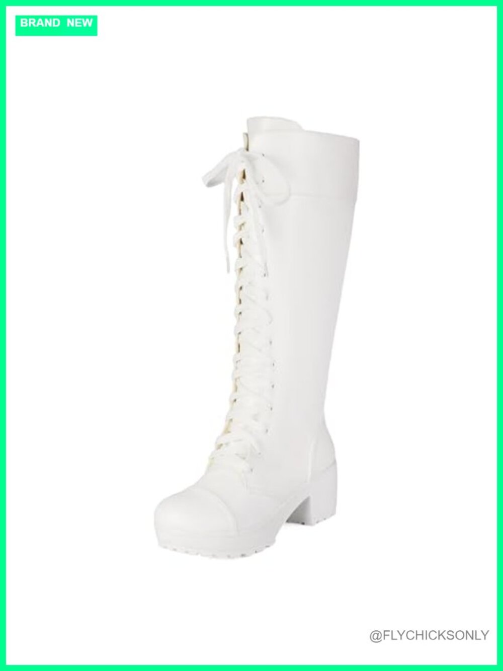 Women's Knee High Combat Boots Platform Lace Up Block Heel